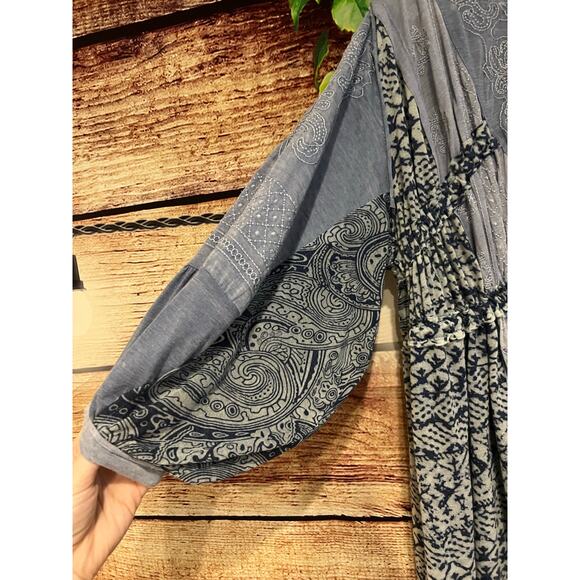 Free People Oh My Mix Print Long Sleeve Dress Duster Boho Midi Flowy Sundress XS - Picture 6 of 6